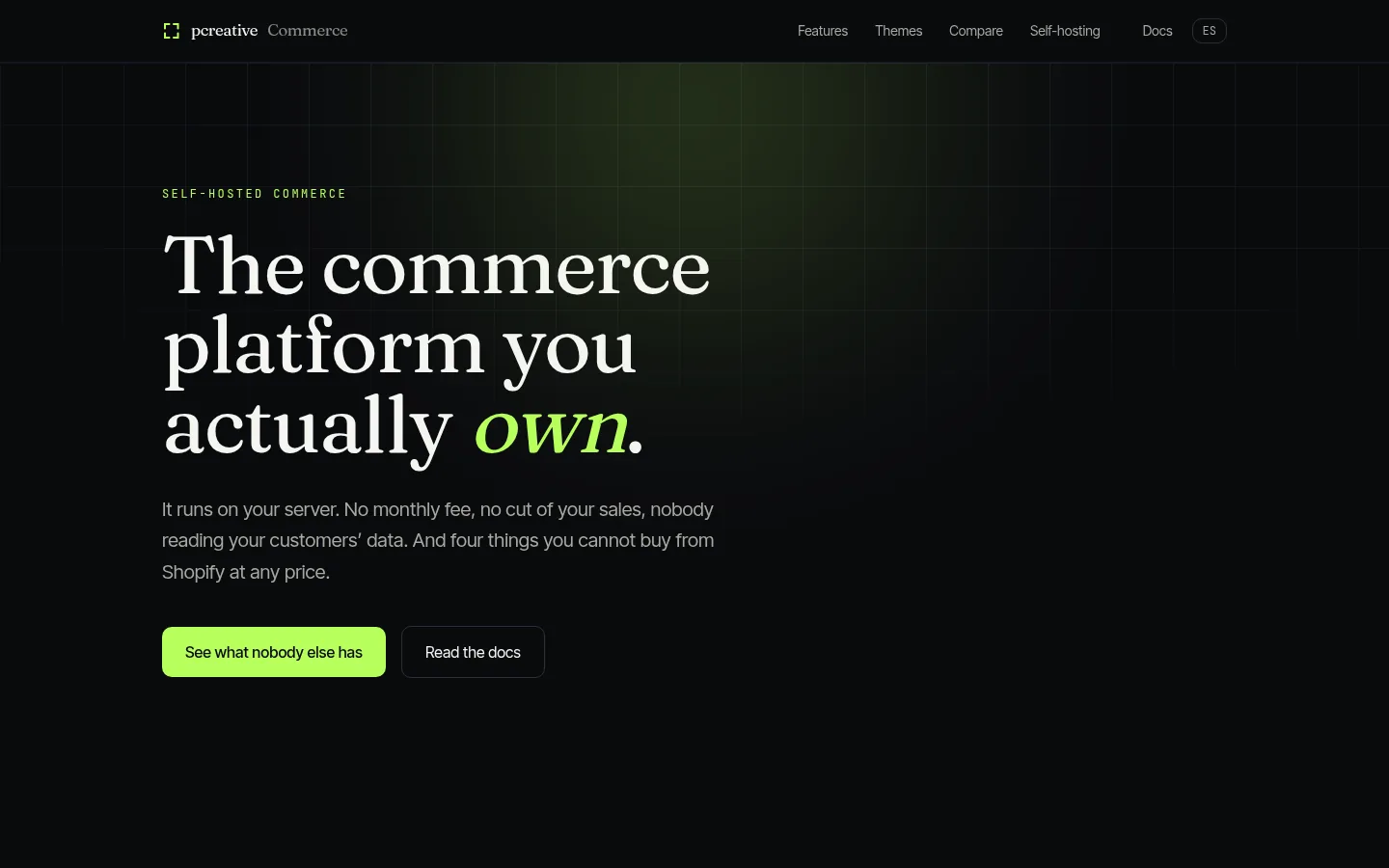 pcreative Commerce, Self-hosted commerce platform